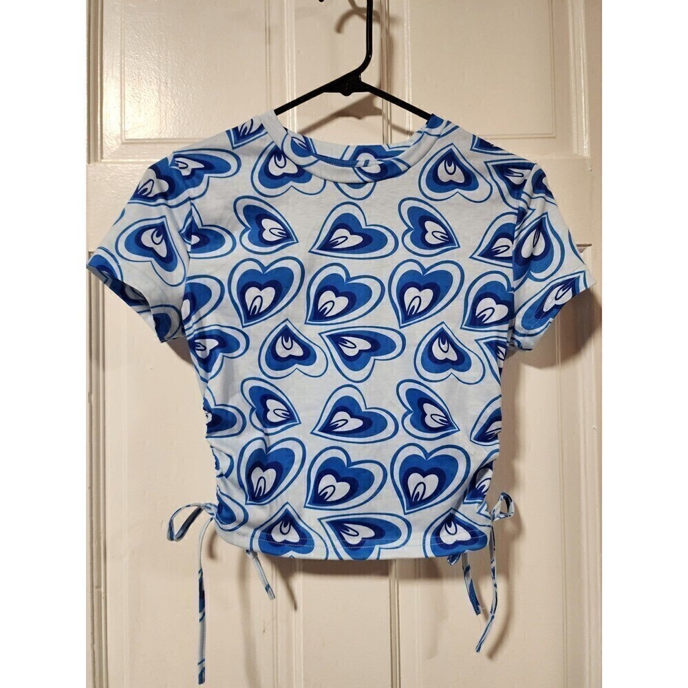 Qutie 90s Ruched Drawstring Side Heart Top - Picture 1 of 10